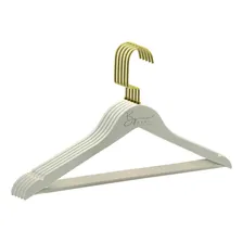 Kit 5 Cabides Personalizados Branco Com Barra Adulto Foto mini 1