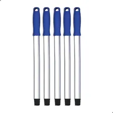 Kit 5 Cabo Aluminio 1,40 Metros Manopla Azul Liso Rosca Foto  mini 1