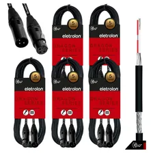 Kit 5 Cabo De Microfone Balanceado Xlr Macho X Xlr Femea 5m Foto  mini 1