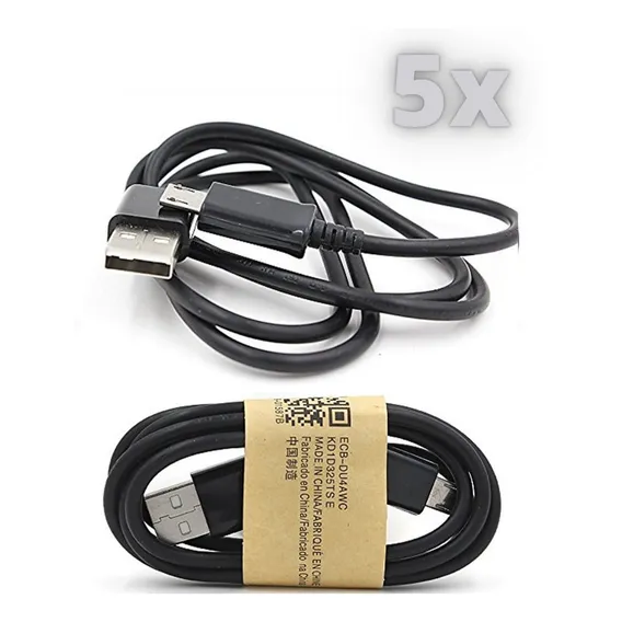 Kit 5 Cabo Usb Android Samsung V8 Preto Universal Android Foto 1