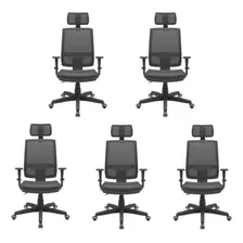 Kit 5 Cadeiras Escritório Brizza Presidente Encosto E Foto  mini 1