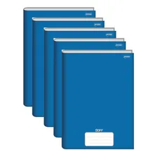 Kit 5 Cadernos Brochura Grande Capa Dura 96 Folhas Cor Azul Foto  mini 1