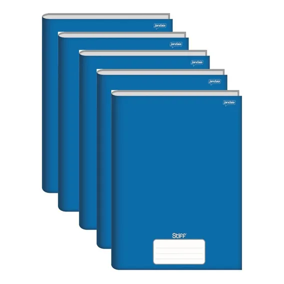 Kit 5 Cadernos Brochura Grande Capa Dura 96 Folhas Cor Azul Foto 1