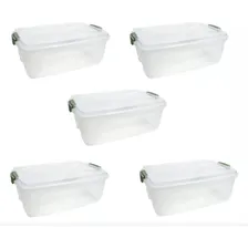 Kit 5 Caixas Organizadora Plástica Transparente Com Tampa 10L Rischioto Foto mini  2