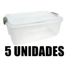 Kit 5 Caixas Organizadora Plástica Transparente Com Tampa 10L Rischioto Foto  mini 1