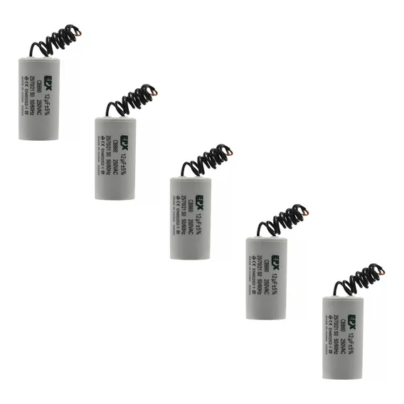 Kit 5 Capacitor Permanente 12uf 250v Epx (c/fio) Foto 1