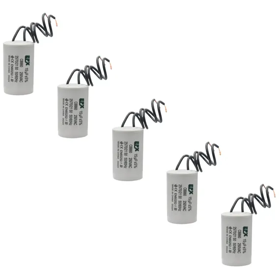 Kit 5 Capacitor Permanente 15uf 250v Epx (c/fio) Foto 1