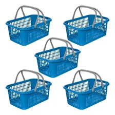 Kit 5 Cesta Cestinha Plastica Supermercado Mercado Cor Azul Foto mini 4