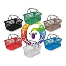 Kit 5 Cesta Cestinha Plastica Supermercado Mercado Cor Azul Foto mini 3