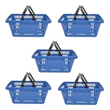Kit 5 Cesta Plástica De Supermercado 13 Litros Azul Foto mini 1