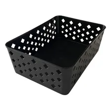 Kit 5 Cestos Organizador Multiuso Empilhável Gaveta 19x14x6 Cor Preto Foto mini 3