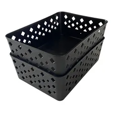 Kit 5 Cestos Organizador Multiuso Empilhável Gaveta 19x14x6 Cor Preto Foto mini 2