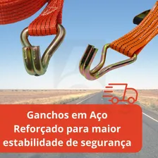 Kit 5 Cinta Amarração 10 Mt 5 Toneladas Carga Pesada Catraca Cor KIT 5 X LARANJA 5 TON 10 MTS COM CATRACA Foto mini 4