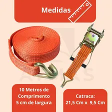 Kit 5 Cinta Amarração 10 Mt 5 Toneladas Carga Pesada Catraca Cor KIT 5 X LARANJA 5 TON 10 MTS COM CATRACA Foto mini  2