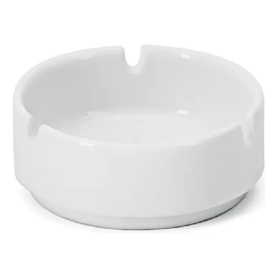 Kit 5 Cinzeiros Porcelana Branca - Cinzeiros Redondo Liso Foto 1