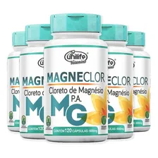 Kit 5 Cloreto De Magnésio P.a Magneclor Unilife 120 Cápsulas Sabor Sem Sabor Foto mini 1