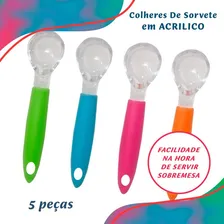 Kit 5 Colheres De Sorvete Em Acrilico Colorida Hlz-10 Foto mini 1