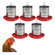 Kit 5 Comedouro Aves Frango Galinha Galvanizado P/ração 3kg Cor Vermelho Foto mini 1