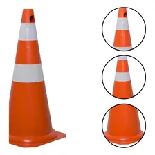Kit 5 Cone Flexível Sinalização 50cm Com Faixa Refletiva Cor Laranja/branco Foto mini 3