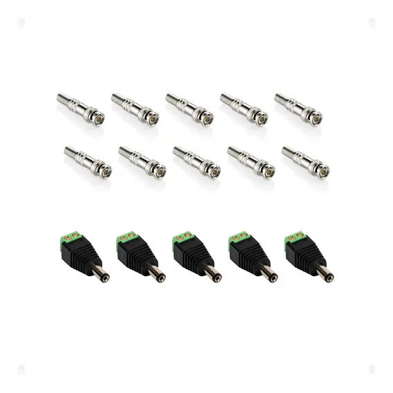 Kit 5 Conector P4 + 10 Bnc Macho Borne Dvr Cftv Cameras Co15 Foto 1