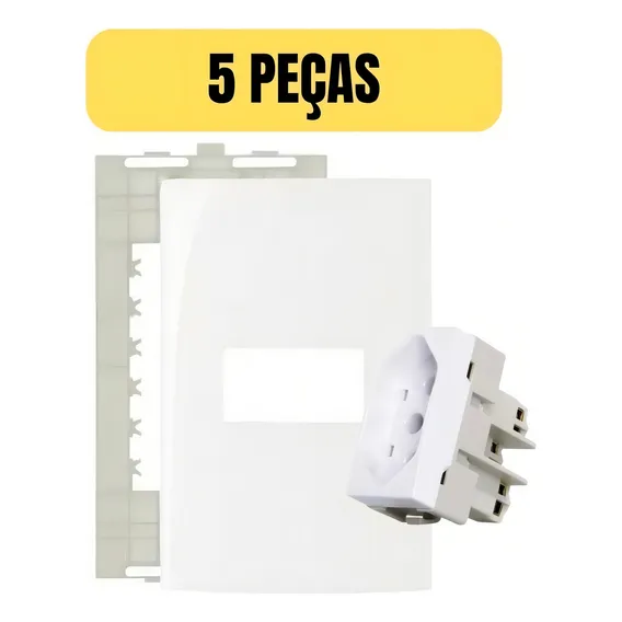 Kit 5 Conjunto 4x2 Tomada 10a Branca Margirius Sleek Foto 1