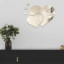Kit 5 Corações Coração Espelho Decorar Decoração Sala Quarto Moldura Espelhado Foto mini  3
