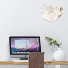 Kit 5 Corações Coração Espelho Decorar Decoração Sala Quarto Moldura Espelhado Foto mini  2