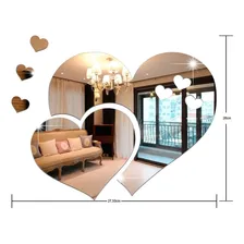 Kit 5 Corações Coração Espelho Decorar Decoração Sala Quarto Moldura Espelhado Foto  mini 1