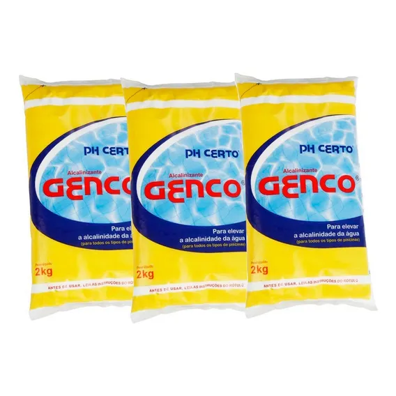 Kit 5 Elevador Alcalinidade Ph Certo 2kg Genco Para Piscinas Foto 1