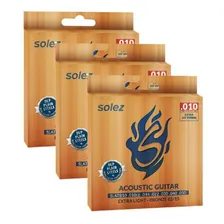 Kit 5 Encordoamento Violão 010 Solez Slatb10 Bronze 85/15 Foto mini 1