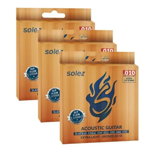 Kit 5 Encordoamento Violão 010 Solez Slatb10 Bronze 85/15 Foto 1