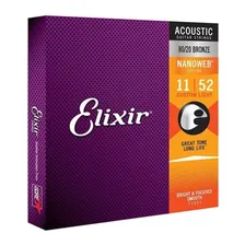 Kit 5 Encordoamento Violão Aço 011 Elixir Custom Light 11027 Foto mini 2