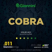 Kit 5 Encordoamento Violão Aço Giannini Geeflk Cobra 011 Bro Foto mini 2
