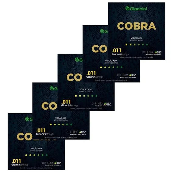 Kit 5 Encordoamento Violão Aço Giannini Geeflk Cobra 011 Bro Foto 1