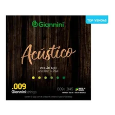 Kit 5 Encordoamento Violão Acústico Aço Giannini Geswal .009 Foto mini 3
