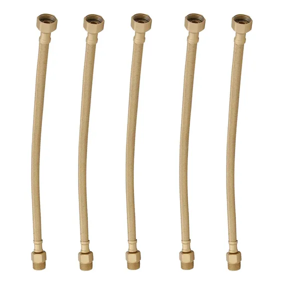 Kit 5 Engate Mangueira Flexível Dourado Trançado Inox 30cm Foto 1