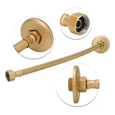 Kit 5 Engate Mangueira Flexível Dourado Trançado Inox 30cm Foto mini 2