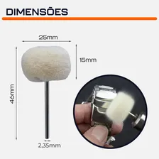 Kit 5 Escova Algodão Disco Lã 25mm Haste 2,3m Micro Retífica Foto mini 4