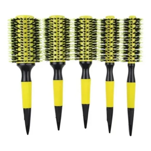 Kit 5 Escovas Amarela Profissionais Cabelo Cerdas De Javali Foto 1