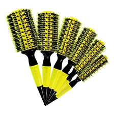 Kit 5 Escovas Amarela Profissionais Cabelo Cerdas De Javali Foto mini 3