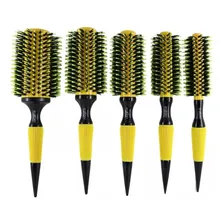 Kit 5 Escovas Amarela Profissionais Cabelo Cerdas De Javali Foto mini 4