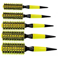 Kit 5 Escovas Profissionais Cabelo Cerdas Javali - Amarelo Foto mini 2