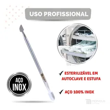 Kit 5 Espátula Cutícula Manicure Unha Raspador Empurrador Aço Inox Premium Monolo Foto mini 4
