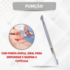 Kit 5 Espátula Cutícula Manicure Unha Raspador Empurrador Aço Inox Premium Monolo Foto mini  3
