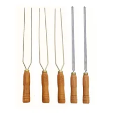 Kit 5 Espeto Churrasco Em Inox 63cm - 3 Duplo E 2 Simples Foto mini 1