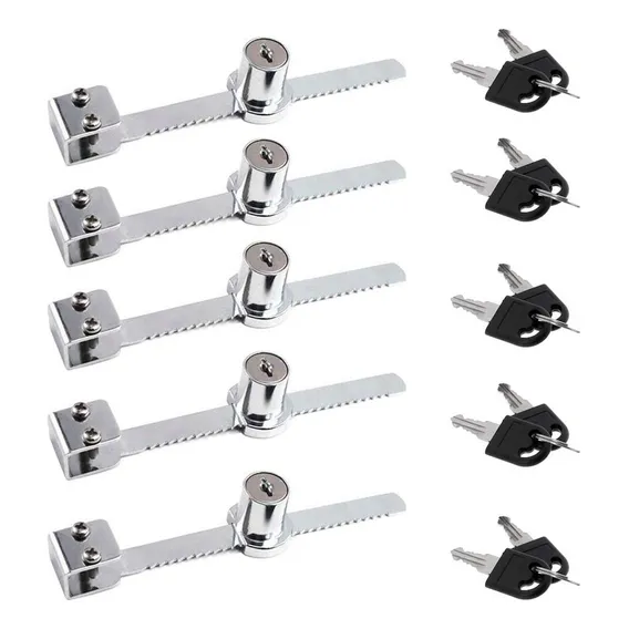 Kit 5 Fechadura Para Vitrine Cromada Trava Jacaré Trinco Foto 1