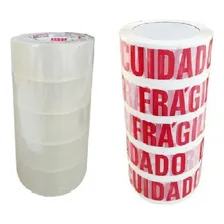 Kit 5 Fitas Cuidado Frágil + 5 Fitas Transp. 48x100 Metros Cor Branco Foto mini 1