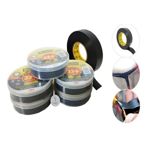 Kit 5 Fitas Isolante 3m Scotch 33+ 19mm X 20m Suporta 105°c Foto 1