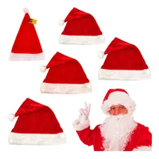 Kit 5 Gorros Papai Noel Em Veludo PelĂșcia Touca Super Luxo Geral Foto mini 1
