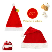 Kit 5 Gorros Papai Noel Em Veludo PelĂșcia Touca Super Luxo Geral Foto mini 2